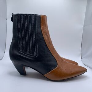 Labucq NU 17 Womens Brown Black Heel Ankle Booties Size 36 Vero Cuoio‎ Italy